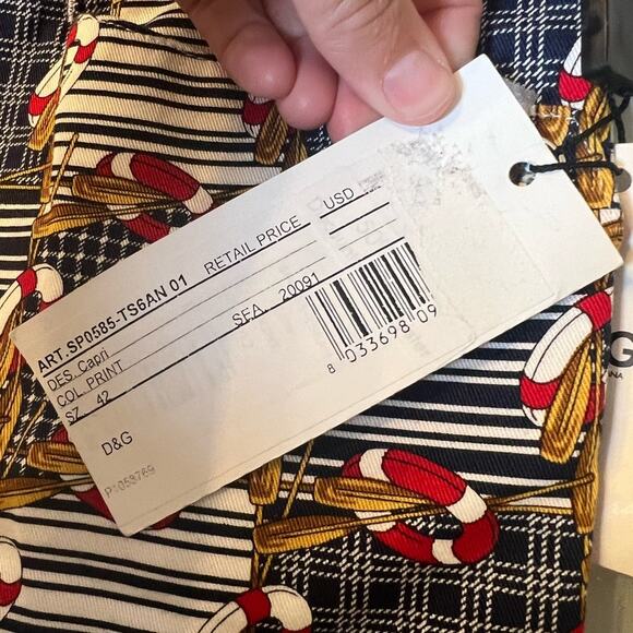 NWT Dolce & Gabbana Capri Pants Vintage Nautical Print Size EU 42 / US 6 - Picture 3 of 9